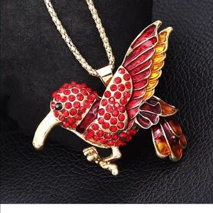 Crystal Red bird Necklace (Tail Moves)